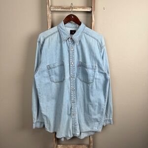 Mens Levi's Strauss Denim Longsleeve Button Cotton Shirt size Large